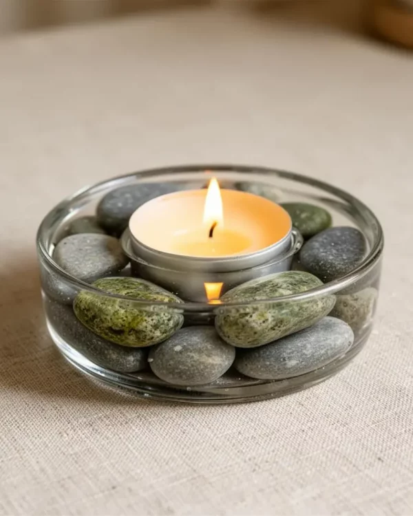 River Rock Tealight Holder